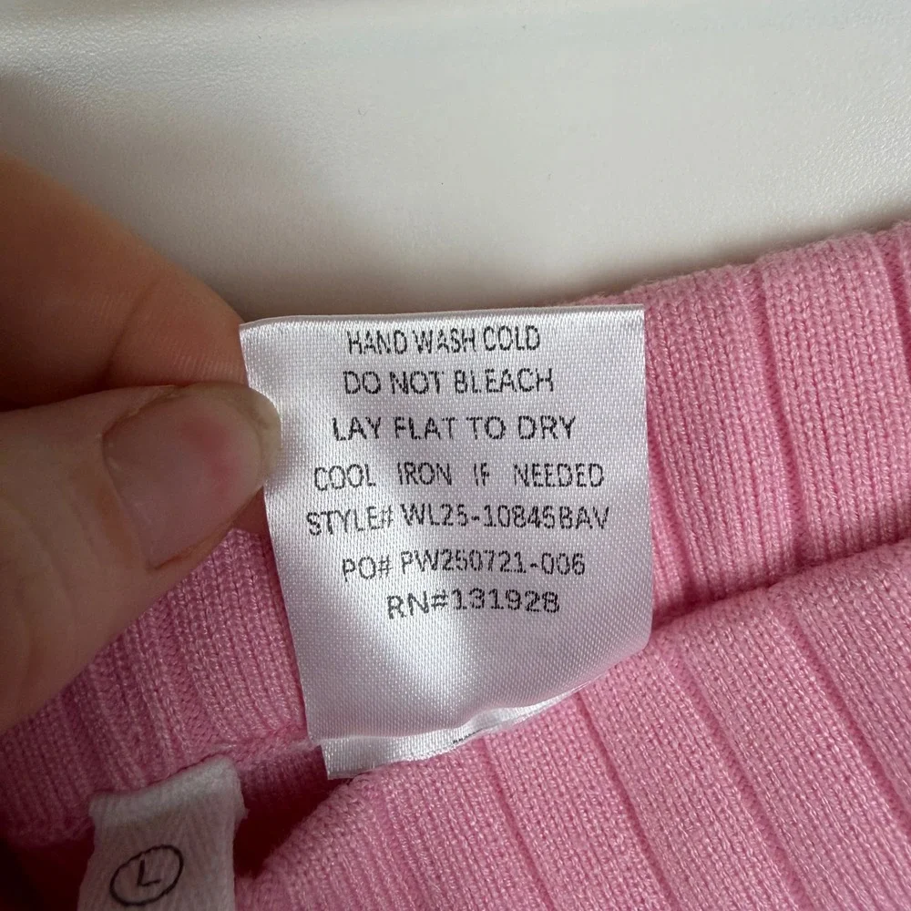 NWT Avara Wishlist Brianna Pink Ribbed Knit Pants Large Stretch Comfy‎ Lounge